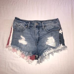 High Rise Jean shorts American flag print
